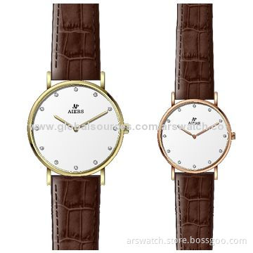 Fashion Design Watch for Unisex, Alloy Case, PU Leather Strap
